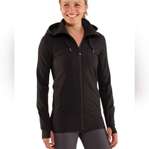 Lululemon Stride Jacket in Black Full Zip Hoodie Athleisure workout travel yoga